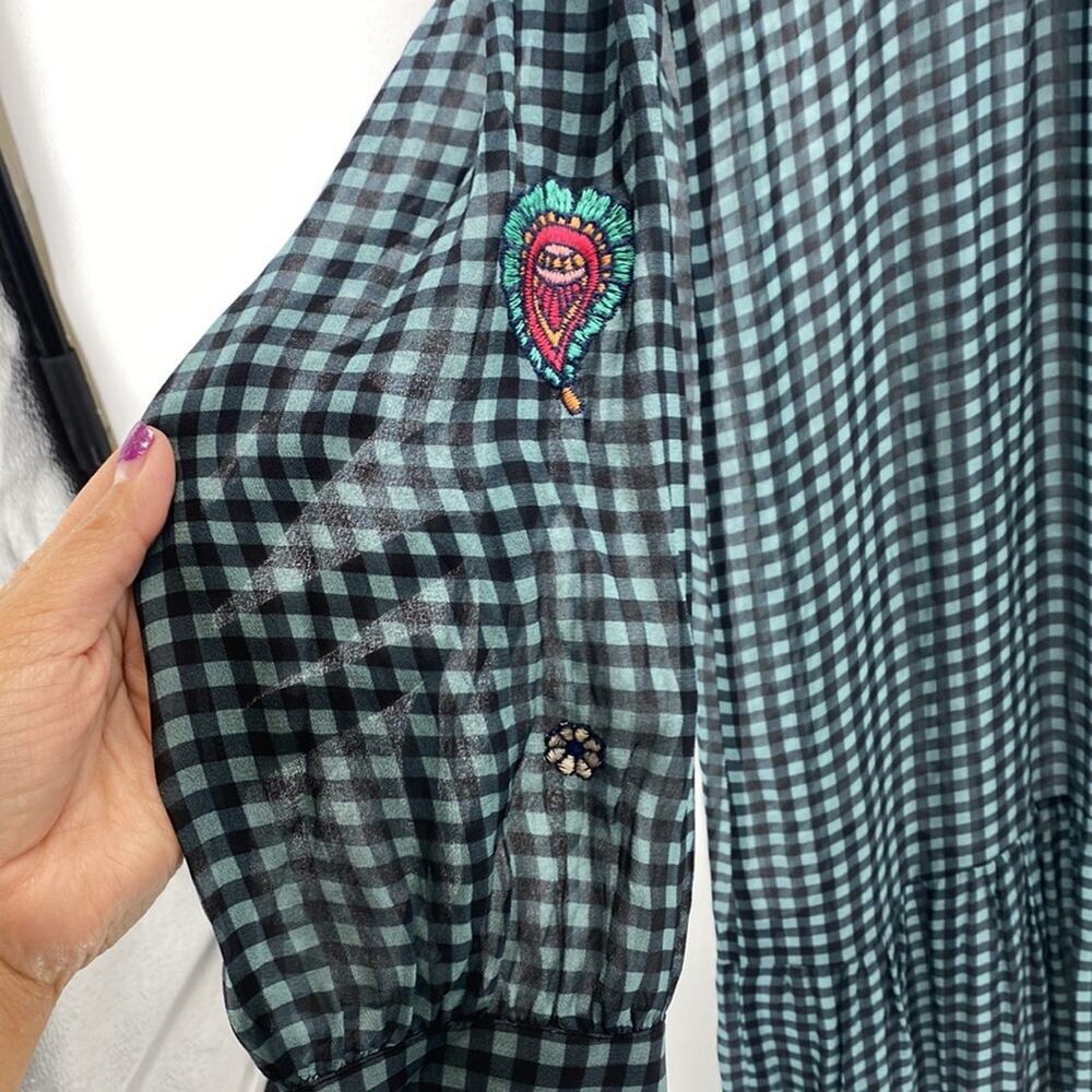 Johnny Was Jade Gingham Plaid Lana Tiered Midi dress size S bohemian prairie - Picture 7 of 15